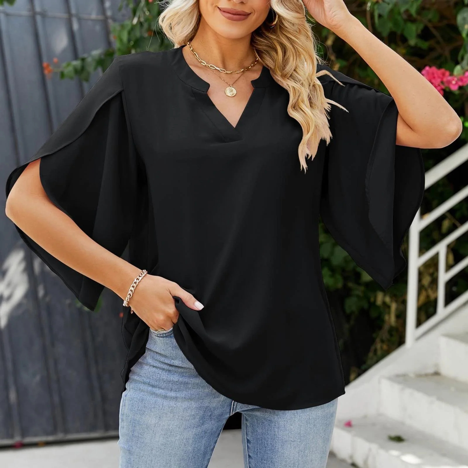 Heidi-Mode | Petal Sleeve Chiffon Shirt - Image 3