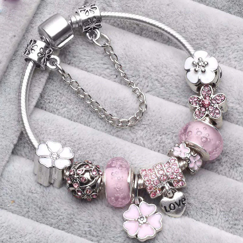 Heidi-Mode | Pfirsichblüten Charme Armband - Image 4