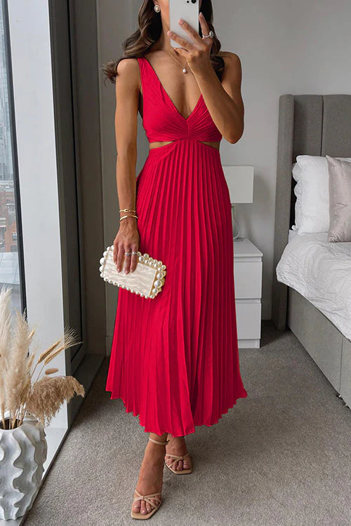 Heidi-Mode | Plissierter Plunge Midi-Kleid - Image 4