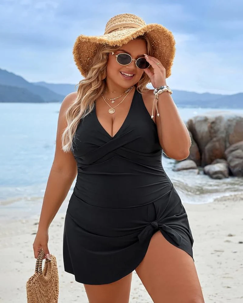 Heidi-Mode | Plus Size Einteiler Schwimmdress Badeanzug Bauchkontrolle Badeanzüge - Image 9
