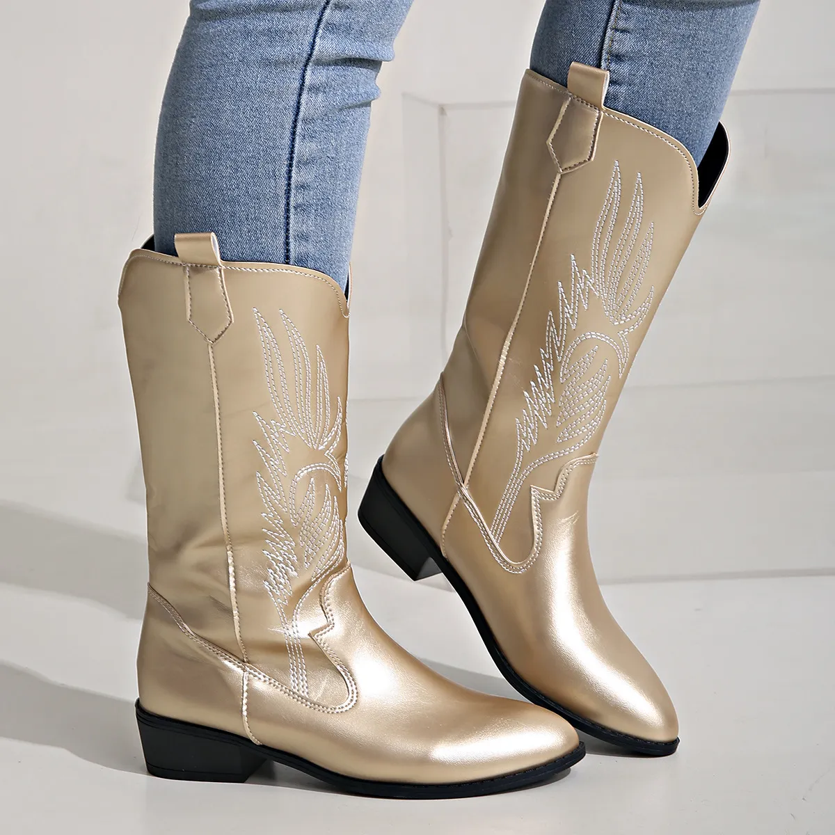 Heidi-Mode | Pu-Leder-Cowboystiefel mit Weichem Innenfutter - Image 14