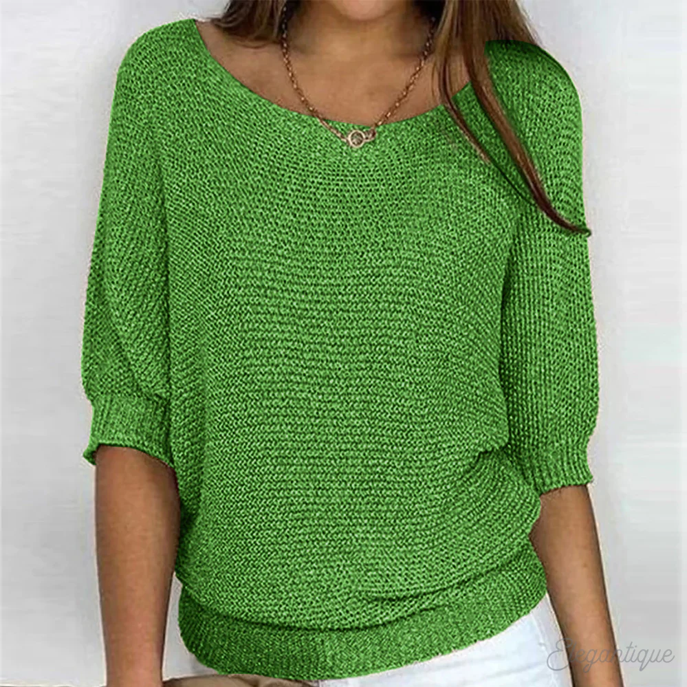 Heidi-Mode | Pullover - Damen - Einfarbig, Rundhals, Dreiviertelärmel - Bequem und Lässig - Image 6