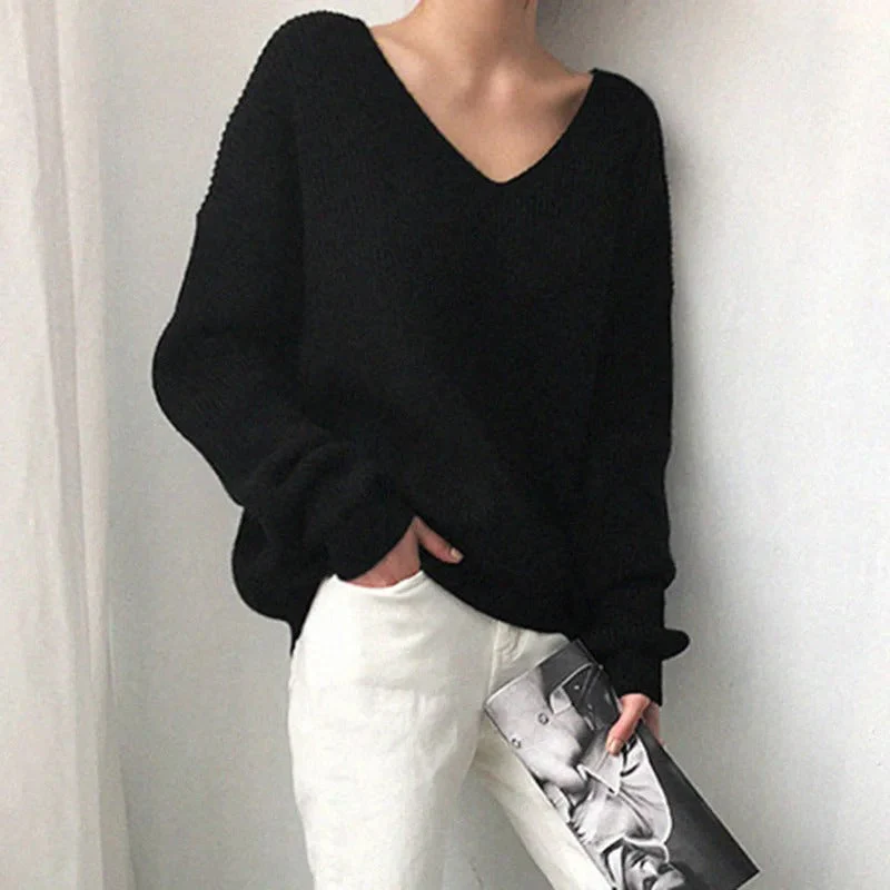 Heidi-Mode | Pullover - Damen Herbst V-Ausschnitt Oversized Pullover - Image 6