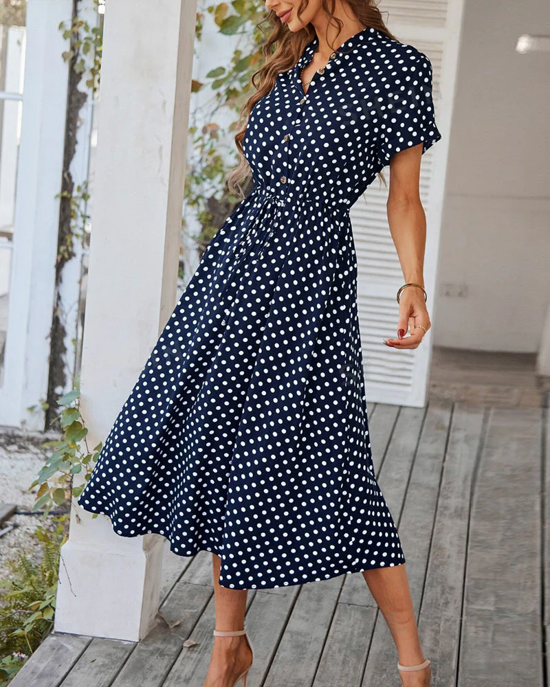 Heidi-Mode | Punkte-Muster Kleid mit Bindeband und Knöpfen - Image 4