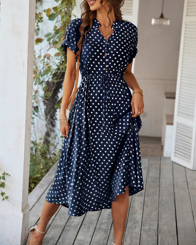 Heidi-Mode | Punkte-Muster Kleid mit Bindeband und Knöpfen - Image 7