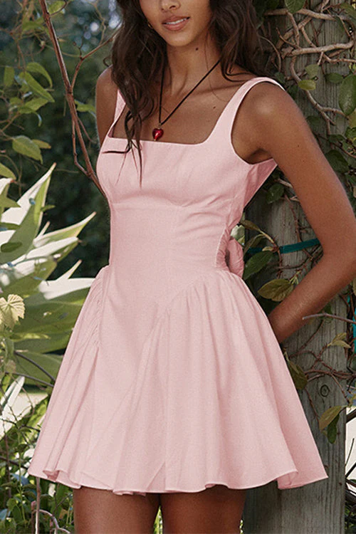 Heidi-Mode | Rosiedress Square Neck Schleife Knot Rückenfrei Mini Kleid - Image 10
