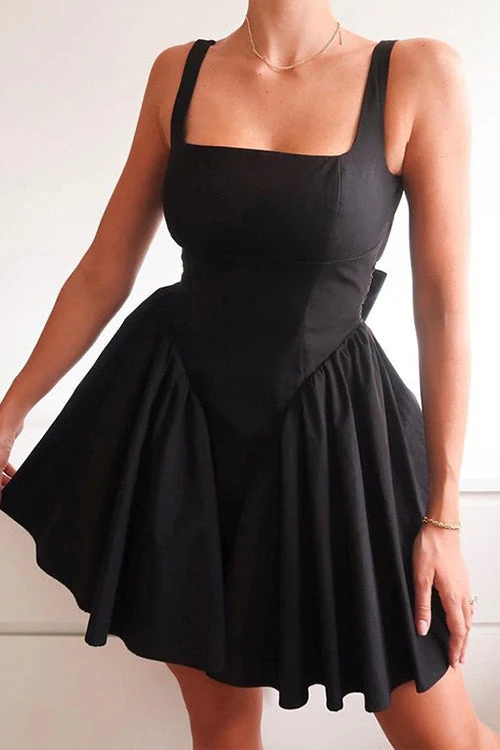 Heidi-Mode | Rosiedress Square Neck Schleife Knot Rückenfrei Mini Kleid - Image 6
