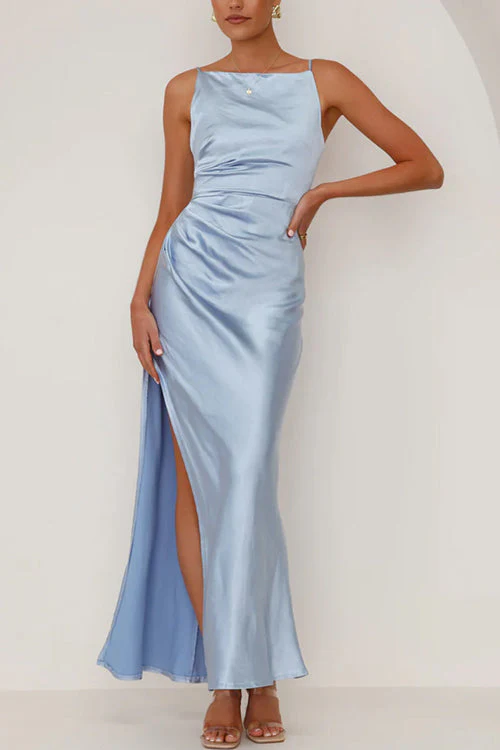 Heidi-Mode | Rosiedress Rückenfrei Seitenschlitz Maxi Cami Kleid - Image 9