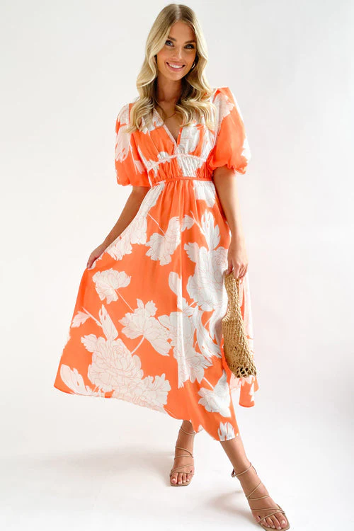 Heidi-Mode | Real Love Print Puffärmel Maxi Kleid - Image 11