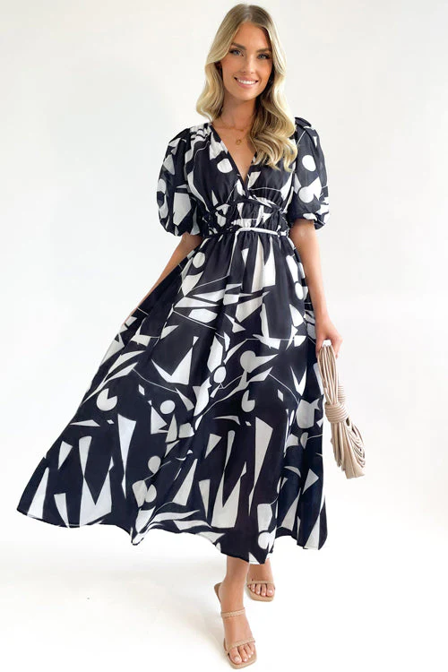 Heidi-Mode | Real Love Print Puffärmel Maxi Kleid - Image 5