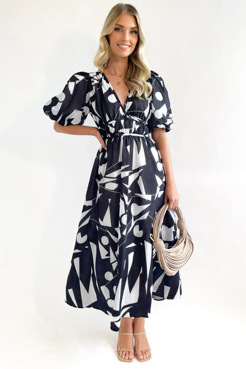 Heidi-Mode | Real Love Print Puffärmel Maxi Kleid - Image 6