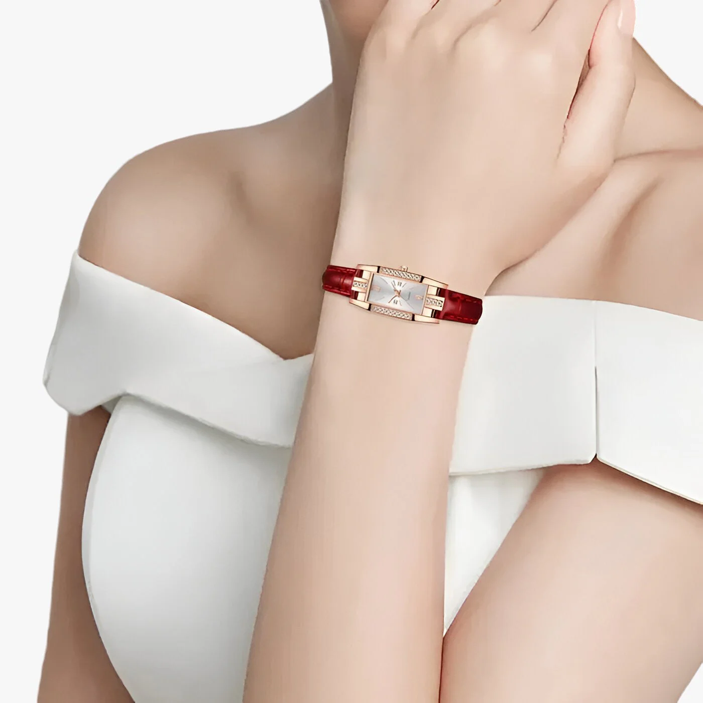 Heidi-Mode | Rechteckige Damenarmbanduhr mit Diamanten - Image 2