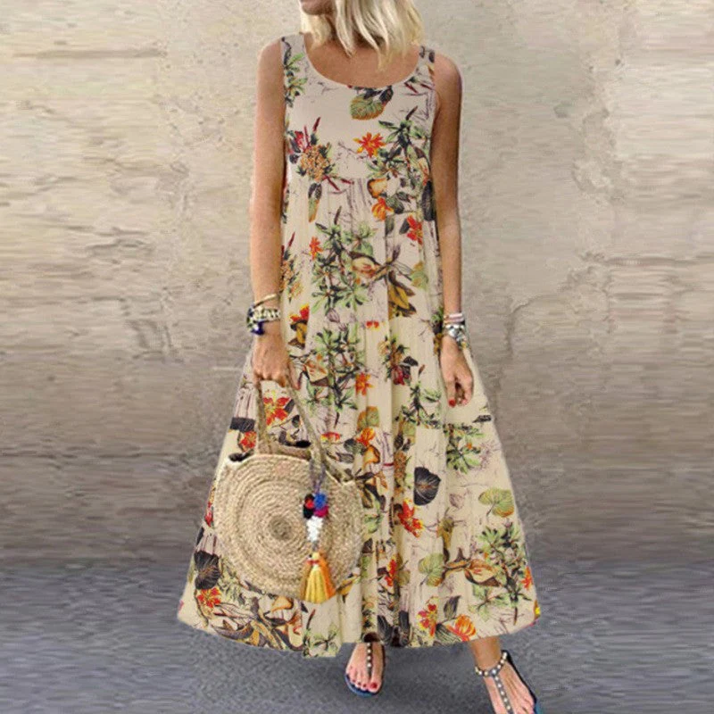 Heidi-Mode | Retro Ärmelloses Rundhals Damenkleid - Image 6