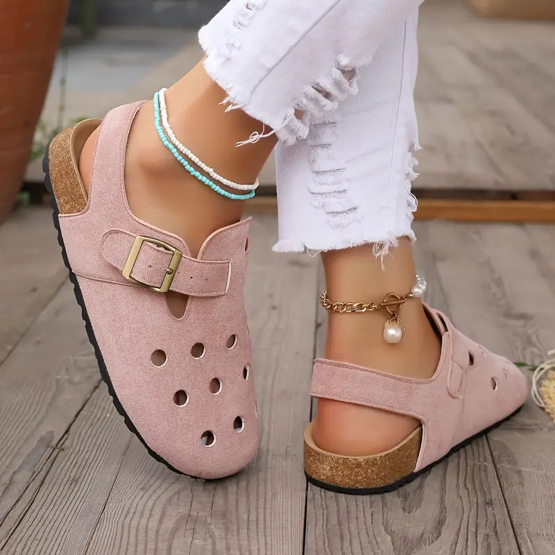 Heidi-Mode | Retro Kork Clogs mit Geschlossener Spitze und Schnallenriemen - Image 3