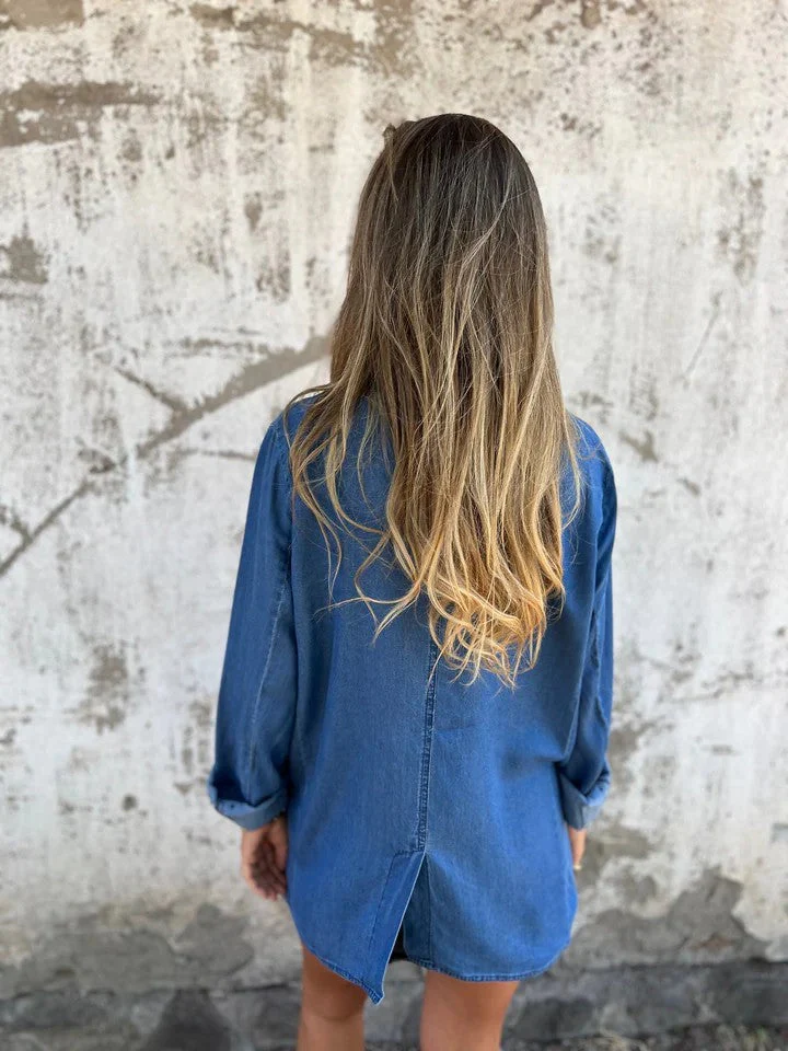 Heidi-Mode | Reversanzugkragen Denim Mid Length Jacke - Image 2