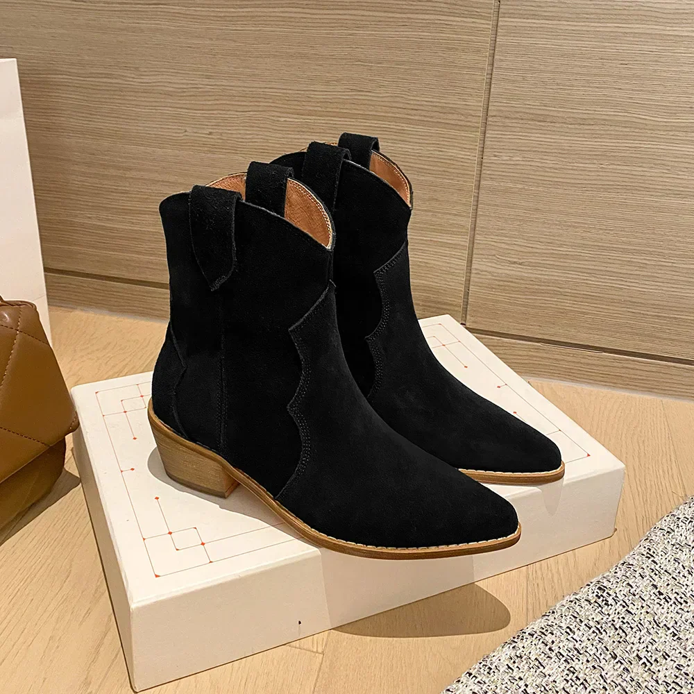 Heidi-Mode | Rindsleder Damen Wildleder Damen Stiefel mit Absatz - Image 2