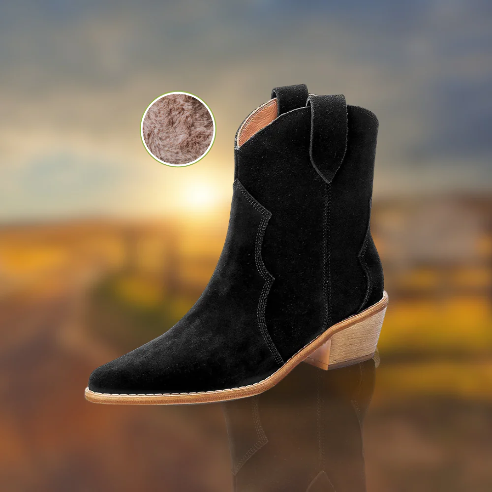 Heidi-Mode | Rindsleder Damen Wildleder Damen Stiefel mit Absatz - Image 9