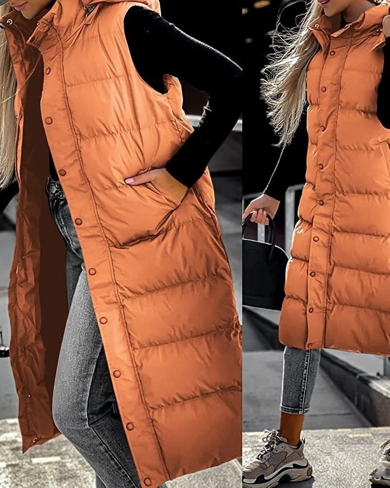 Heidi-Mode | Ärmellose, Lässige Steppjacke mit Kapuze und Reißverschluss - Image 3