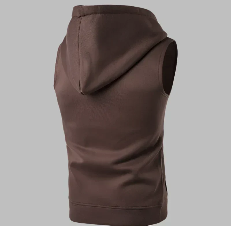Heidi-Mode | Ärmelloser Herrenpullover mit Reißverschluss und Kapuze - Image 4