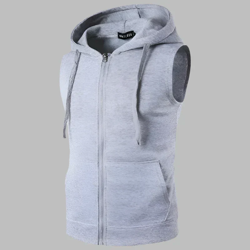 Heidi-Mode | Ärmelloser Herrenpullover mit Reißverschluss und Kapuze - Image 6