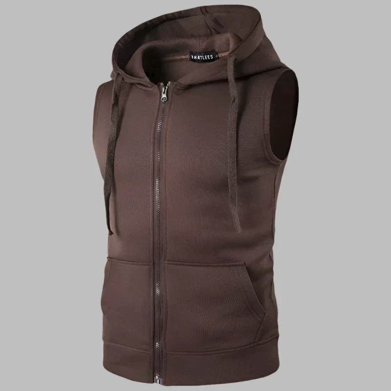 Heidi-Mode | Ärmelloser Herrenpullover mit Reißverschluss und Kapuze - Image 7