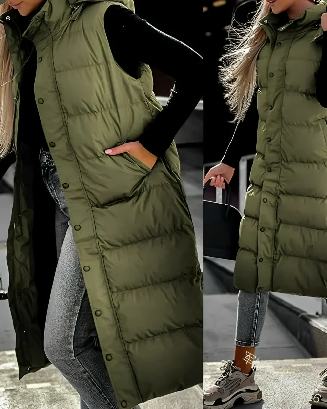 Heidi-Mode | Ärmelloser langer Daunenmantel für Frauen Perfekt für Outdoor-Aktivitäten - Image 4