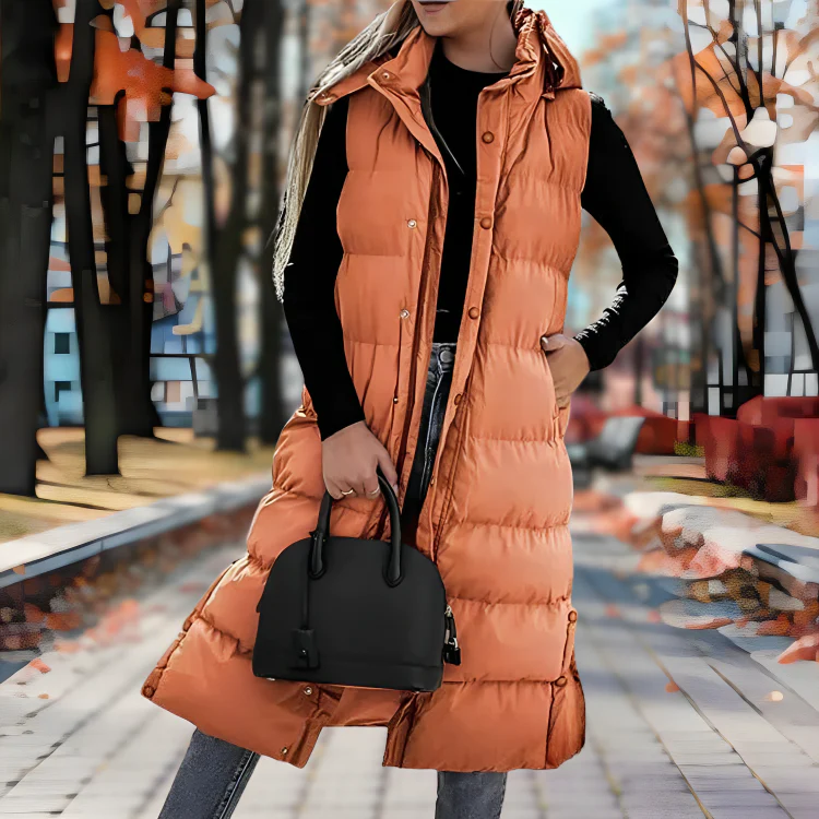 Heidi-Mode | Ärmelloser langer Daunenmantel für Frauen Perfekt für Outdoor-Aktivitäten - Image 5