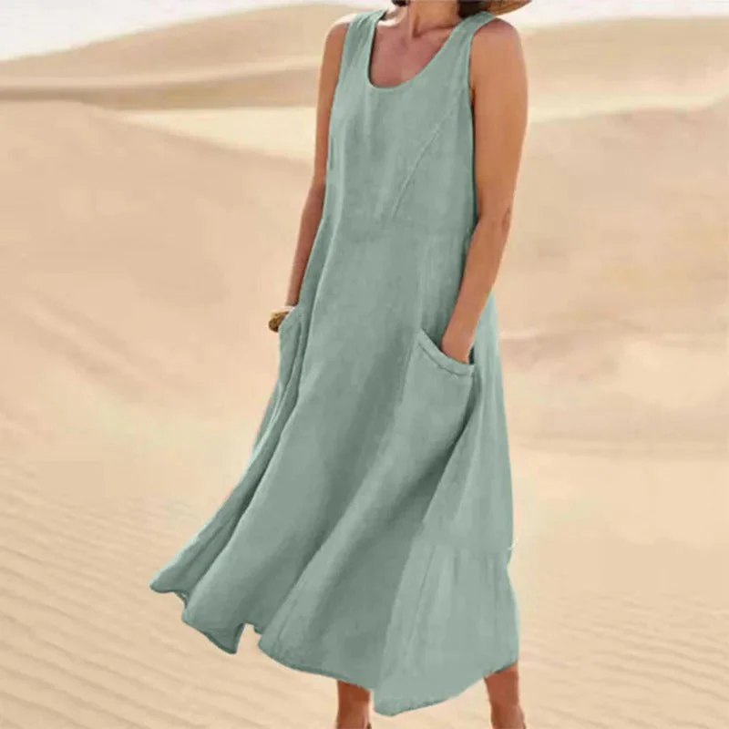 Heidi-Mode | Ärmelloses Leinenkleid mit Taschen für Damen - Image 11