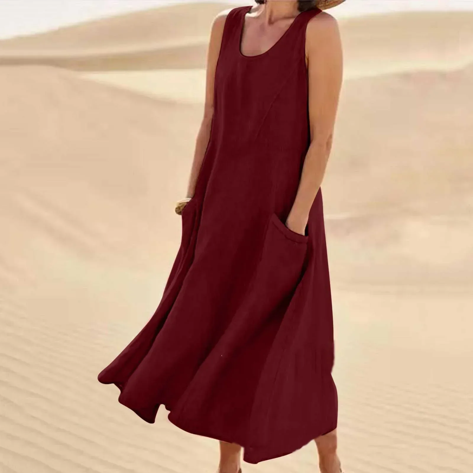 Heidi-Mode | Ärmelloses Leinenkleid mit Taschen für Damen - Image 12
