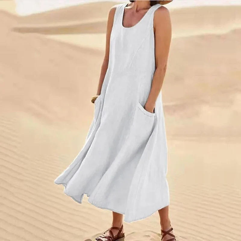 Heidi-Mode | Ärmelloses Leinenkleid mit Taschen für Damen - Image 2