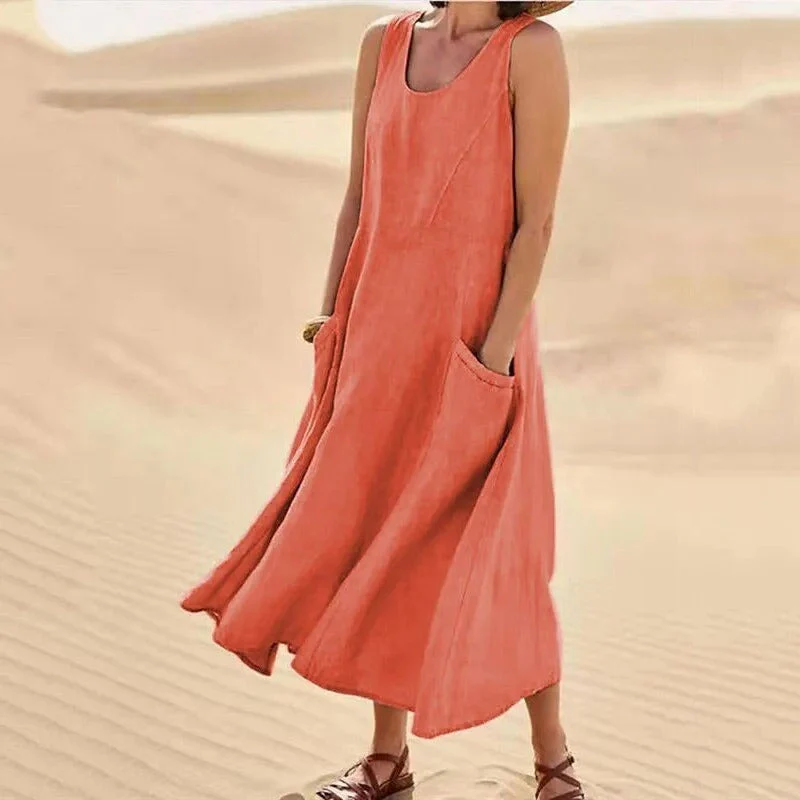 Heidi-Mode | Ärmelloses Leinenkleid mit Taschen für Damen - Image 6