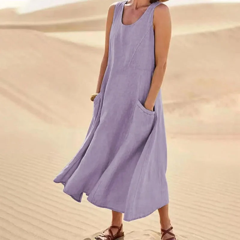 Heidi-Mode | Ärmelloses Leinenkleid mit Taschen für Damen - Image 8