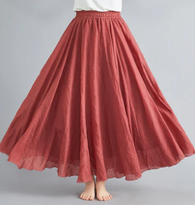 Heidi-Mode | Rock Baumwolle Hohe Taille Glockenrock Boho Rock - Image 6