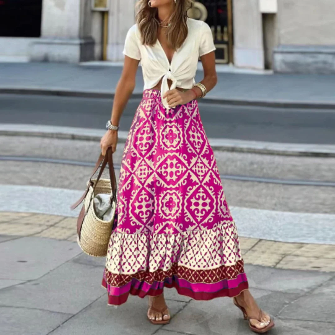 Heidi-Mode | Trendiger Geometrischer High-Waist-Rock für Lässiges Tragen - Image 8