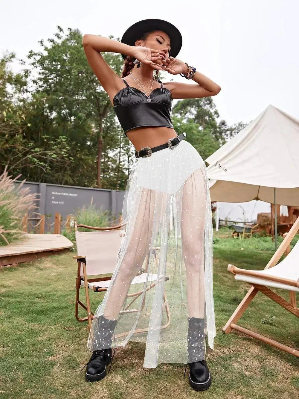 Heidi-Mode | Ruffle Hem With High Waist Made Of Lace - Image 3