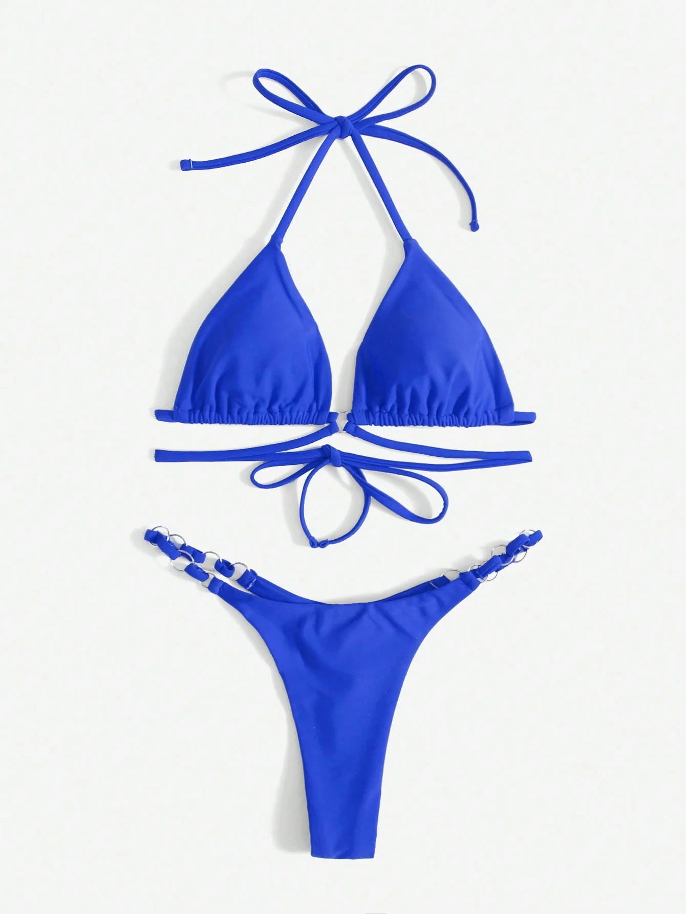 Heidi-Mode | Roter Halter-Triangle-Bikini mit Ringdetail für Damen - Image 5