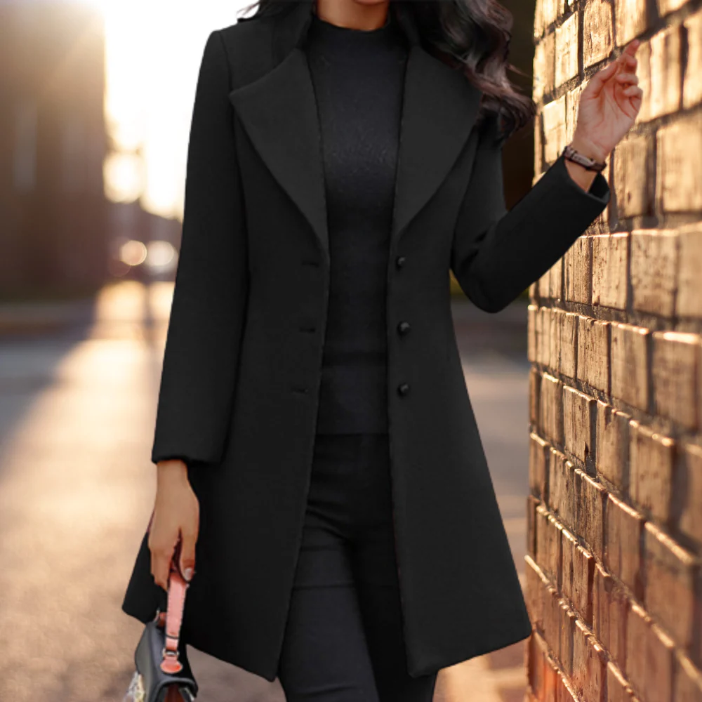 Heidi-Mode | Elegante Solide Lange Jacke Mantel - Image 6