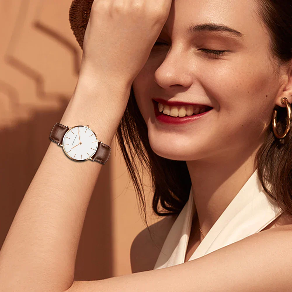 Heidi-Mode | Runde Zeitlose Minimalistische Uhr mit Lederarmband für Frauen - Image 2