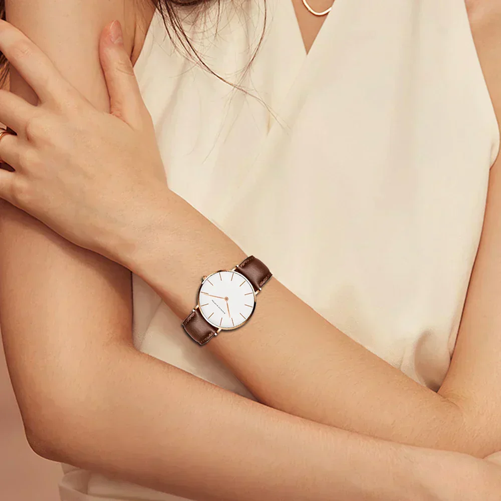 Heidi-Mode | Runde Zeitlose Minimalistische Uhr mit Lederarmband für Frauen - Image 4