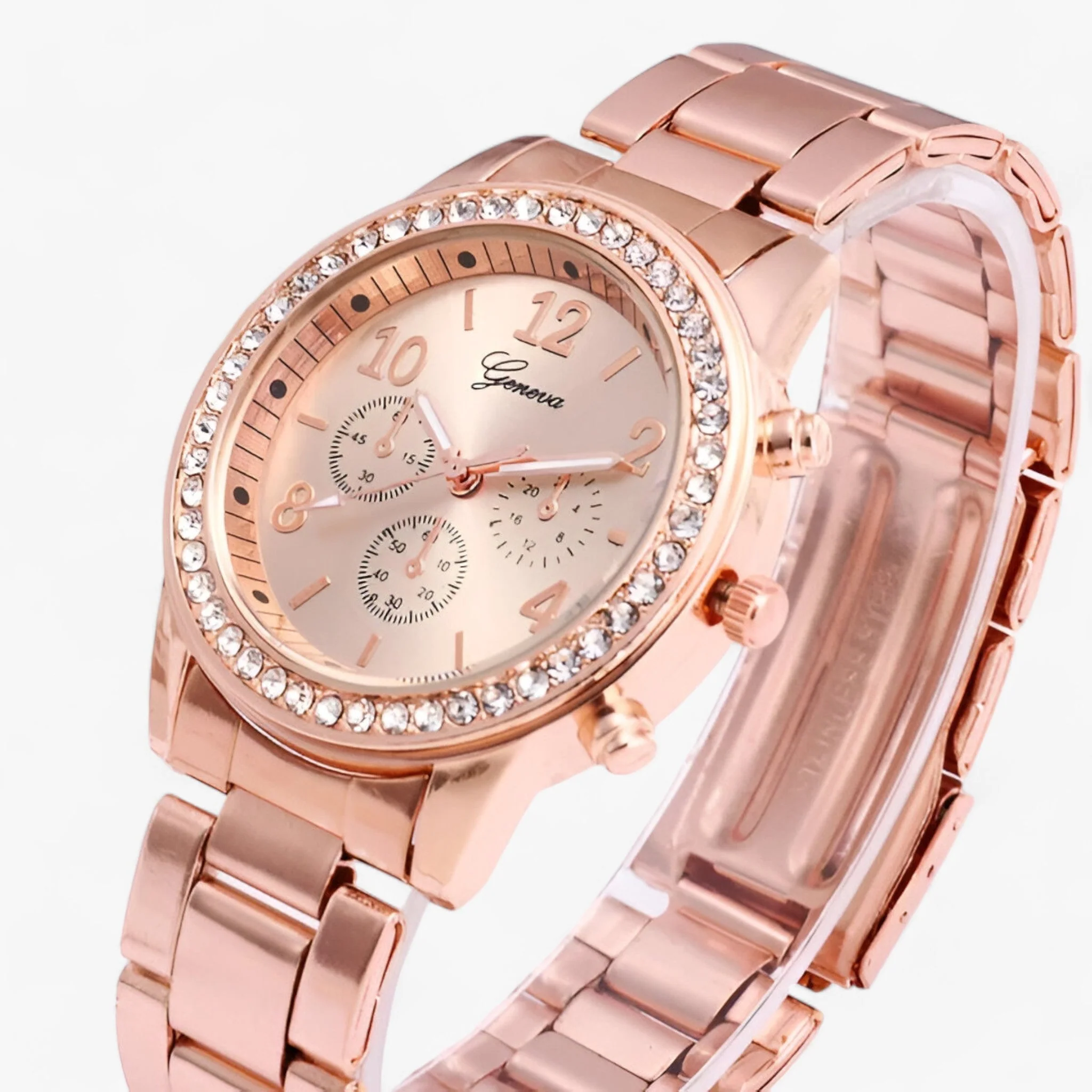 Heidi-Mode | Rundes Uhr mit Strasssteinen für Damen - Image 3