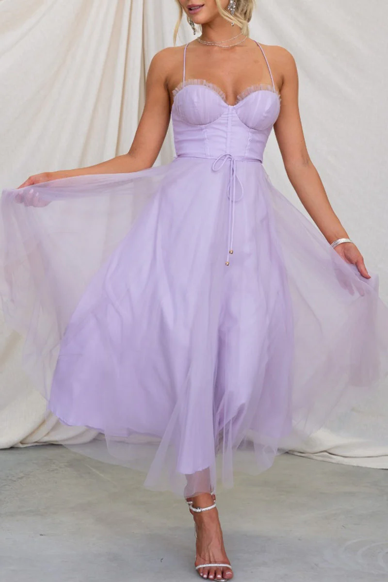 Heidi-Mode | Süß Elegante Einfarbige V-Ausschnitt Prinzessinnenkleider - Image 5