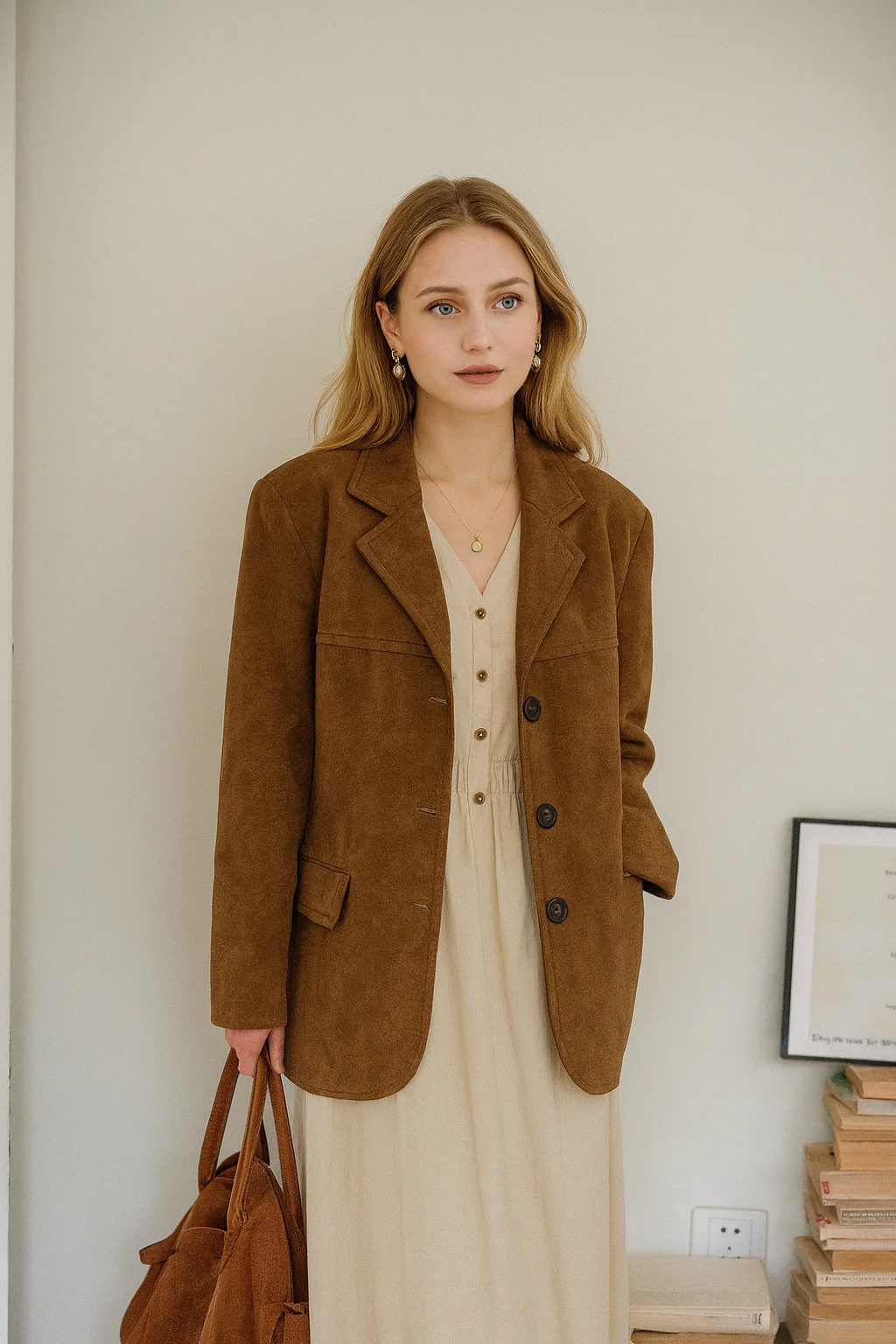 Heidi-Mode | Brauner Wildleder Vintage-Blazer