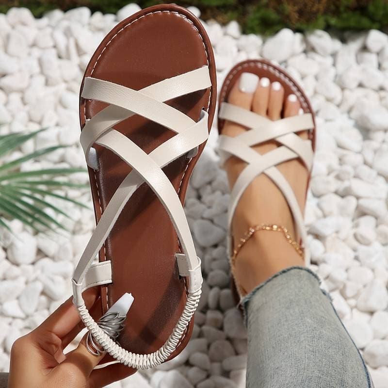 Heidi-Mode | Sandalen Komfortabel Flach Sohle Kreuzriemen Stilvoll und Entspannt - Image 8