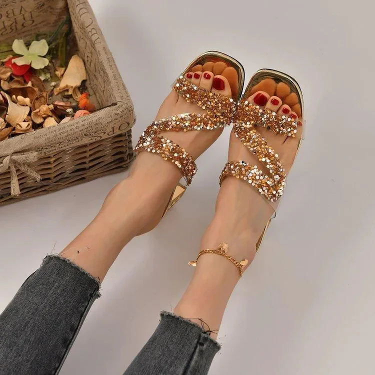 Heidi-Mode | Sandalen mit Absätzen und Pailletten - Image 6
