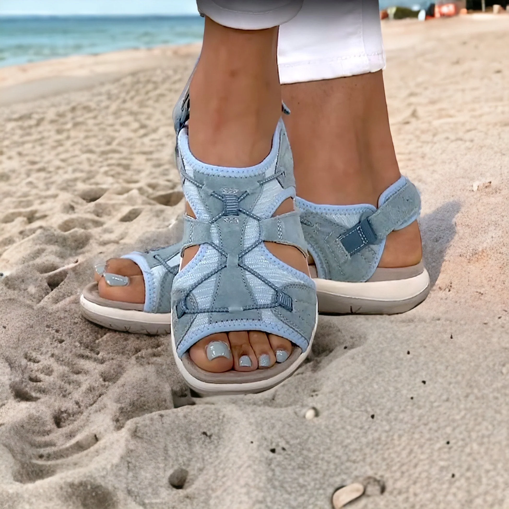 Heidi-Mode | Sandalen mit Offenem Zehenbereich Sandalen mit Mehreren Verstellbaren Riemen - Image 4