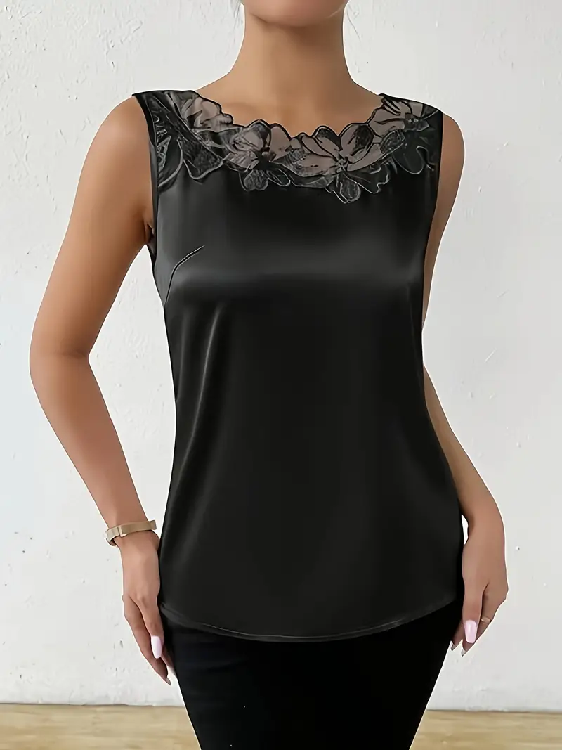 Heidi-Mode | Satin Bluse mit Blumendetail für Damen - Image 4