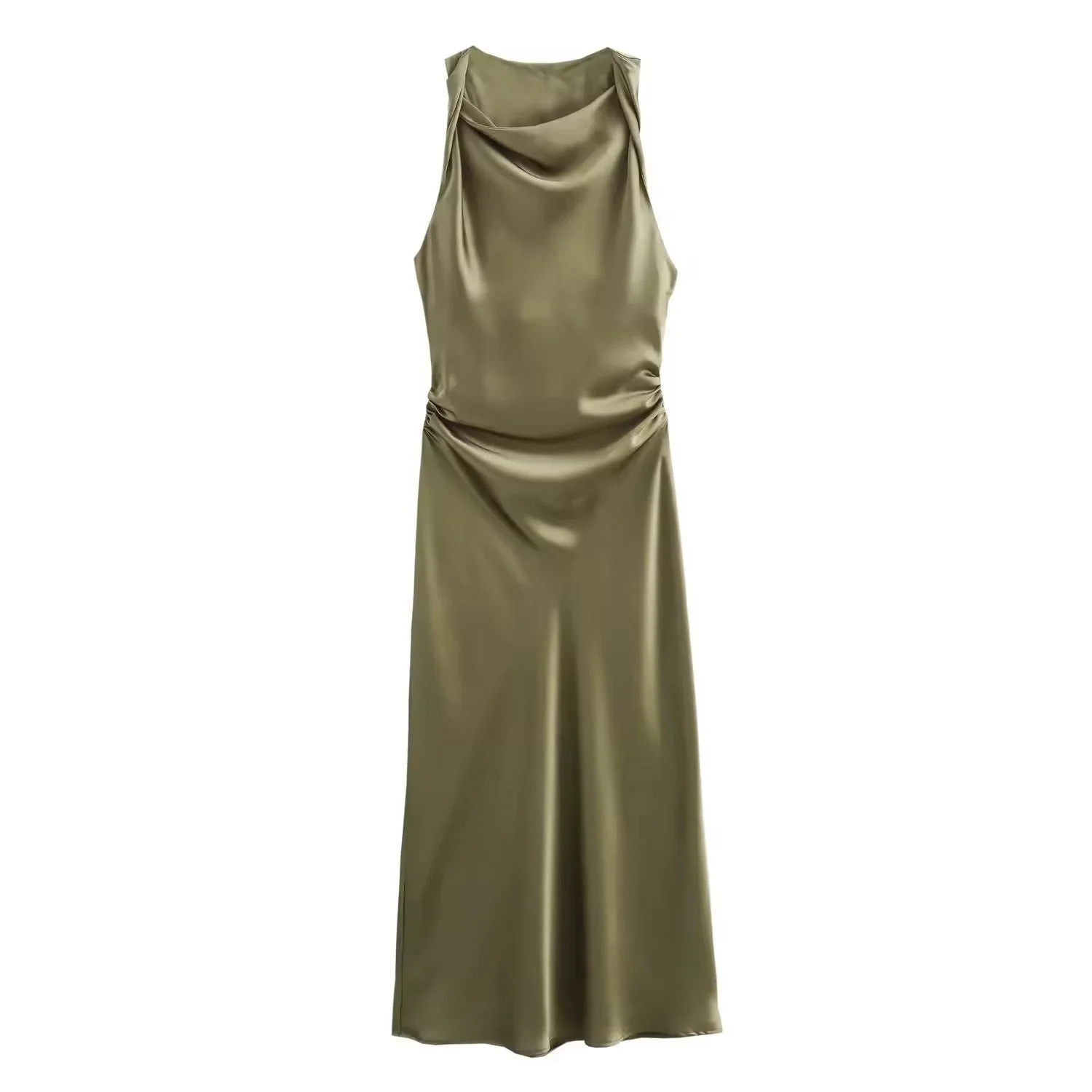 Heidi-Mode | Satin Maxikleid Elegante Drapierung - Image 10