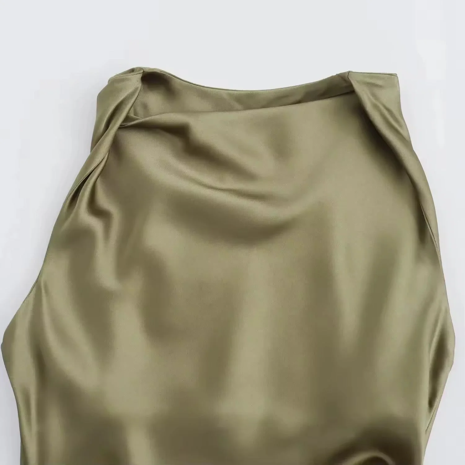 Heidi-Mode | Satin Maxikleid Elegante Drapierung - Image 2
