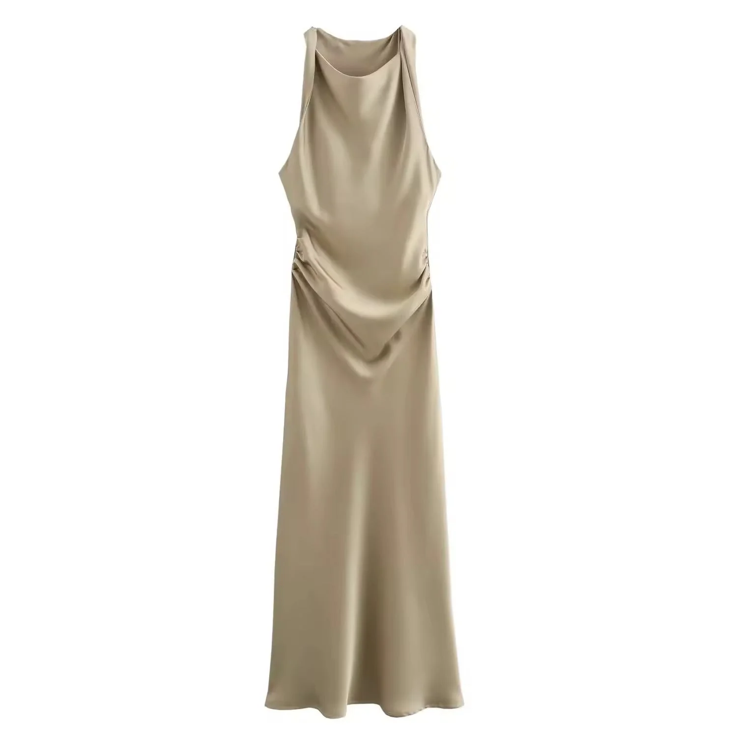 Heidi-Mode | Satin Maxikleid Elegante Drapierung - Image 9