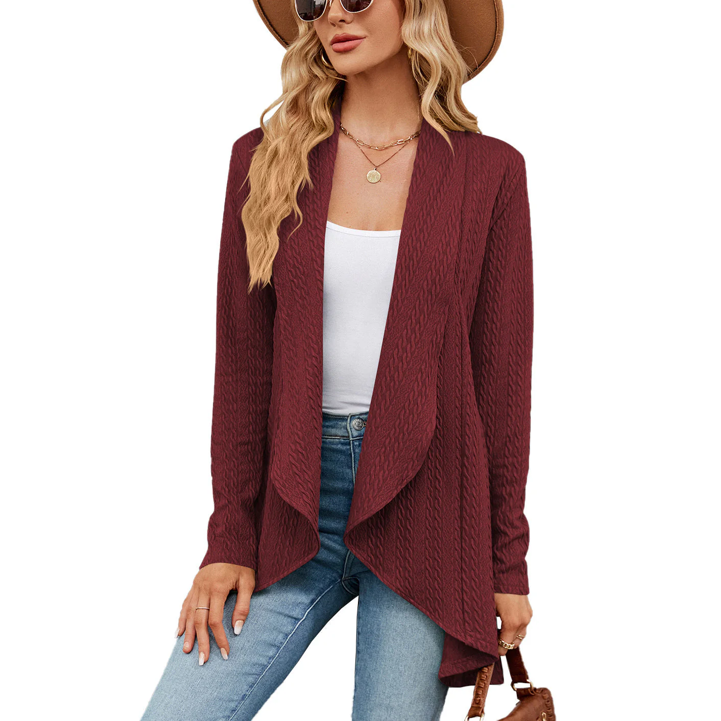Heidi-Mode | Langärmelige Jacke für Damen In Uni-Farbe - Image 10